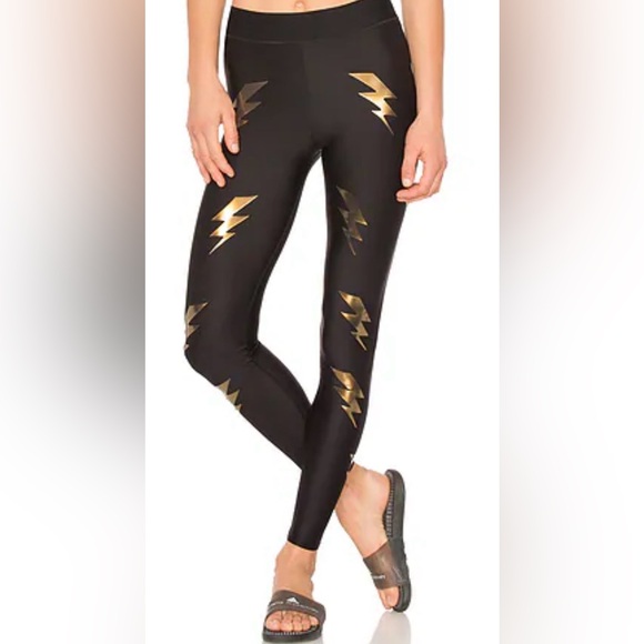 ultracor Pants - Ultracor Silk Bolt Legging Women's XS Nero Iridescent Gold Black Gym Yoga NICE✅‎